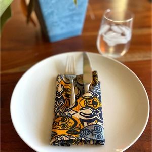 13"x13" 100% Cotton Dinner Napkin - African Masks